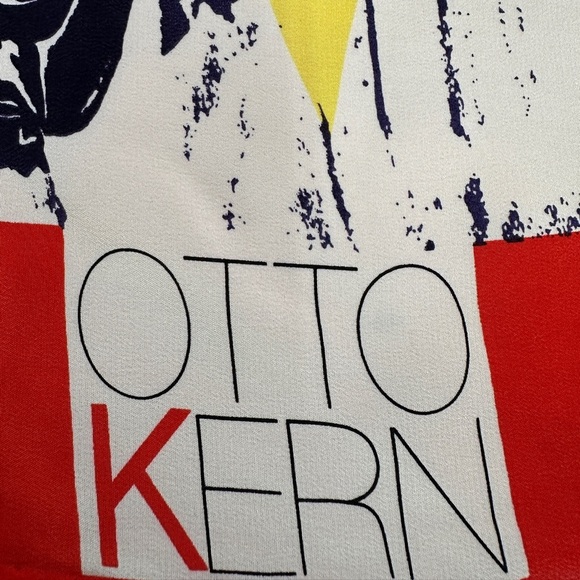 Otto Kern Designer Red Large Silk Scarf | Retro Pop Art Print Broadway Art - Picture 6 of 10